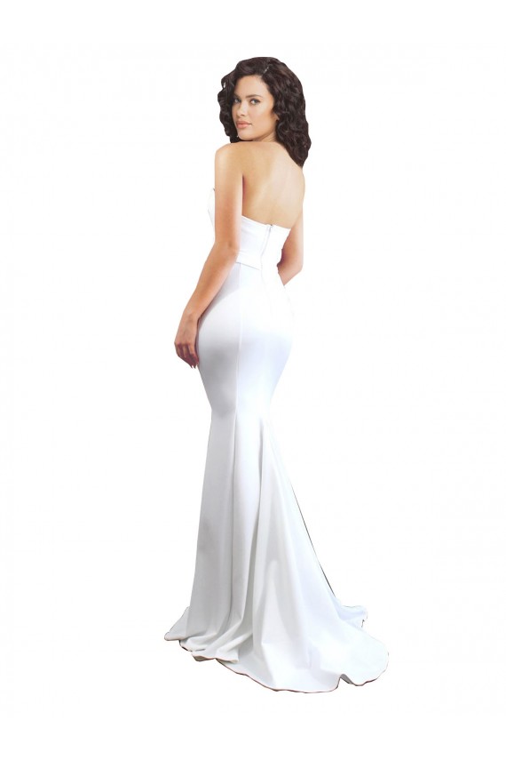 Comprimento Chão Branco Sem Mangas Sereia Lombar Vestidos de Madrinha / Vestidos de Noite / Vestidos de Festa Por Atacado