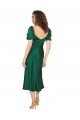 Comprimento Midi Caçador Verde Mangas Curtas Linha A Lombar Vestidos de Madrinha / Vestidos de Noite / Vestidos de Festa Por Atacado