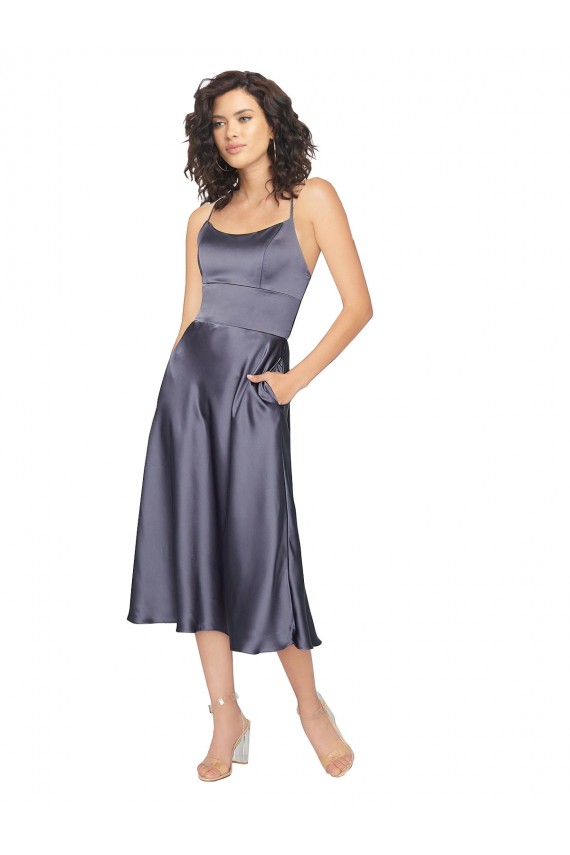 Comprimento Midi Crepúsculo Sem Mangas Linha A Buraco da fechadura Vestidos de Madrinha / Vestidos de Festa / Vestidos de Cocktail / Vestidos de Homecoming Por Atacado
