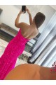 Comboio Varredela Fúcsia Sem Mangas Bainha Longo Vestidos de Festa Por Atacado
