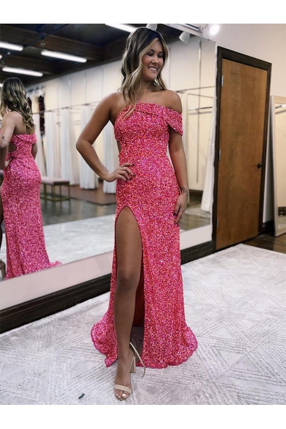 Comboio Varredela Fúcsia Sem Mangas Bainha Vestidos de Festa Por Atacado