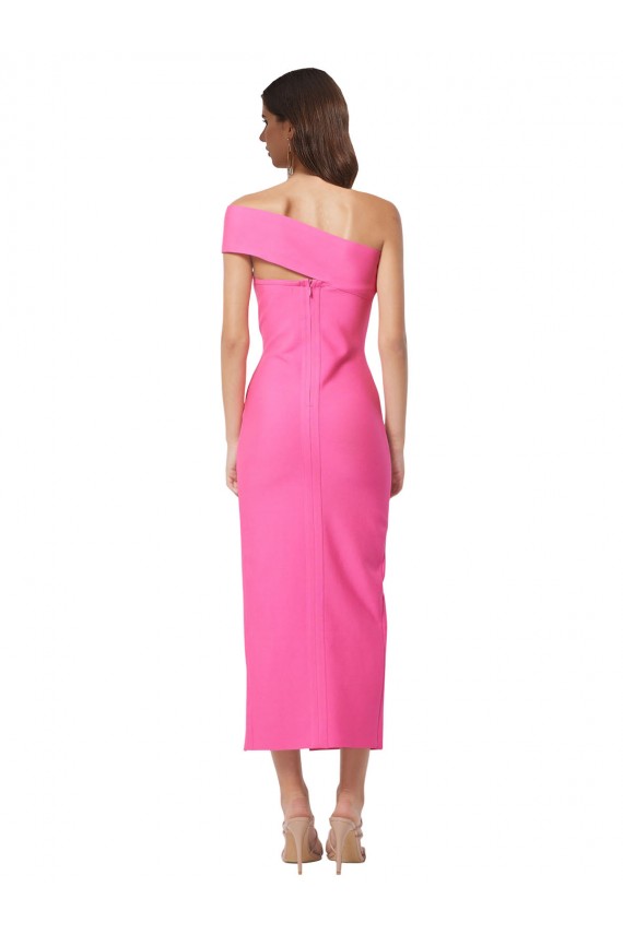 Comprimento Midi Fúcsia Sem Mangas Bainha Vestidos de Madrinha / Vestidos de Noite / Vestidos de Festa Por Atacado