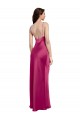 Comprimento Chão Fúcsia Sem Mangas Linha A Lombar Alças finas Vestidos de Madrinha / Vestidos de Noite / Vestidos de Festa Por Atacado