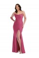 Comprimento Chão Fúcsia Sem Mangas Sereia Amarrar para trás Vestidos de Madrinha / Vestidos de Noite / Vestidos de Festa Por Atacado