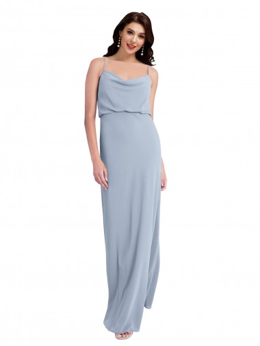 Comprimento Chão Fumo Azul Sem Mangas Bainha Costas em V Vestidos de Madrinha / Vestidos de Noite / Vestidos de Festa Por Atacado