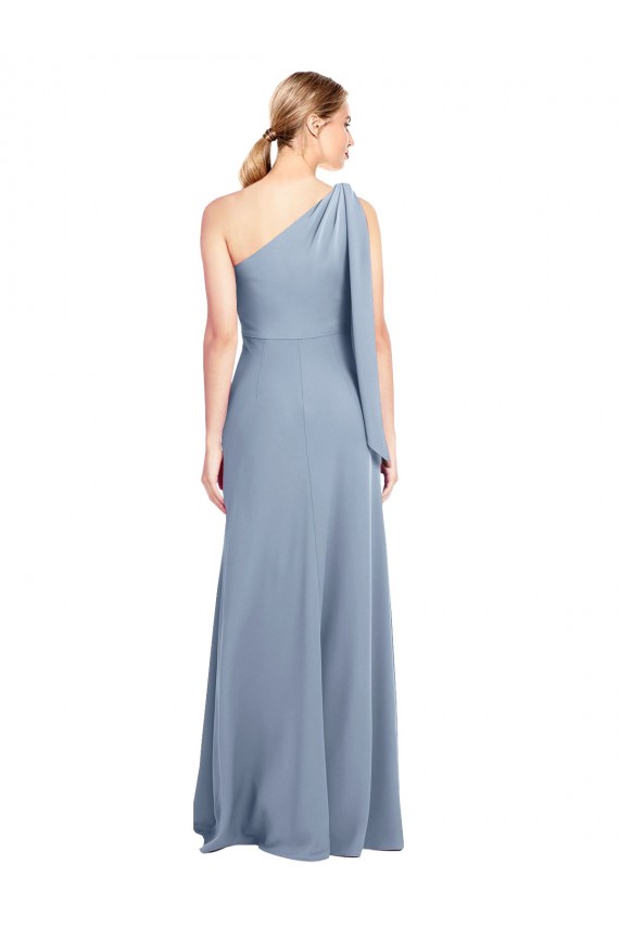 Comprimento Chão Fumo Azul Mangas Esvoaçantes Bainha Vestidos de Madrinha / Vestidos de Noite / Vestidos de Festa Por Atacado