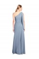 Comprimento Chão Fumo Azul Mangas Esvoaçantes Bainha Vestidos de Madrinha / Vestidos de Noite / Vestidos de Festa Por Atacado