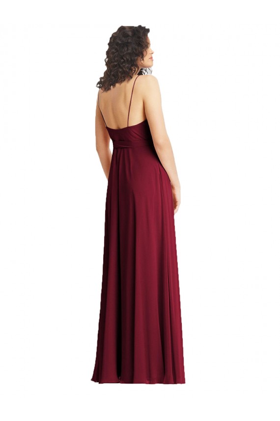 Comprimento Chão Fumo Verde Sem Mangas Trombeta Vestidos de Madrinha / Vestidos de Noite Por Atacado