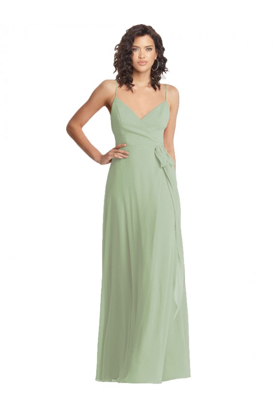 Comprimento Chão Fumo Verde Sem Mangas Trombeta Vestidos de Madrinha / Vestidos de Noite Por Atacado