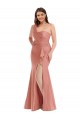 Comprimento Chão Geórgia Pêssego Sem Mangas Sereia Vestidos de Madrinha / Vestidos de Noite / Vestidos de Festa Por Atacado
