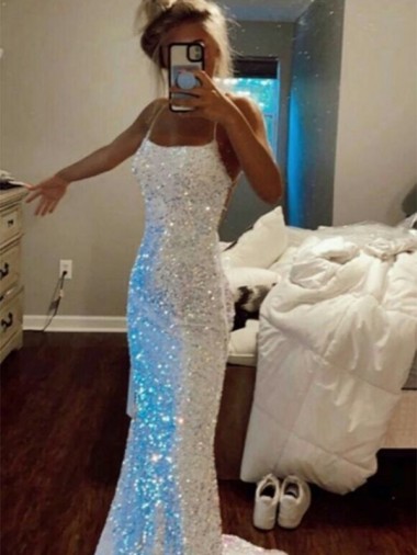 Comboio Varredela Sem Mangas Bainha Longo Alças finas Vestidos de Festa Por Atacado