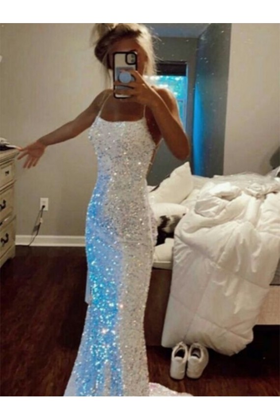 Comboio Varredela Sem Mangas Bainha Longo Alças finas Vestidos de Festa Por Atacado