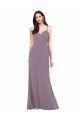 Comprimento Chão Lavanda Escura Sem Mangas Coluna Criss Cruz Vestidos de Madrinha / Vestidos de Noite Por Atacado