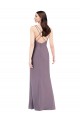 Comprimento Chão Lavanda Escura Sem Mangas Coluna Criss Cruz Vestidos de Madrinha / Vestidos de Noite Por Atacado