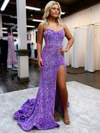 Comboio Corte Lavanda Sem Mangas Linha A Vestidos de Festa Por Atacado