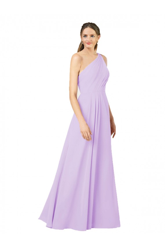 Comprimento Chão Lilás Sem Mangas Bainha Vestidos de Madrinha / Vestidos de Noite Por Atacado