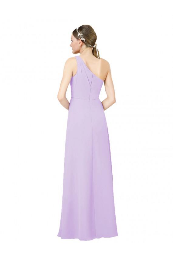 Comprimento Chão Lilás Sem Mangas Bainha Vestidos de Madrinha / Vestidos de Noite Por Atacado