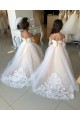 Comboio Capela Marfim Mangas Compridas Vestido de Baile Vestidos para Meninas de Flores Por Atacado