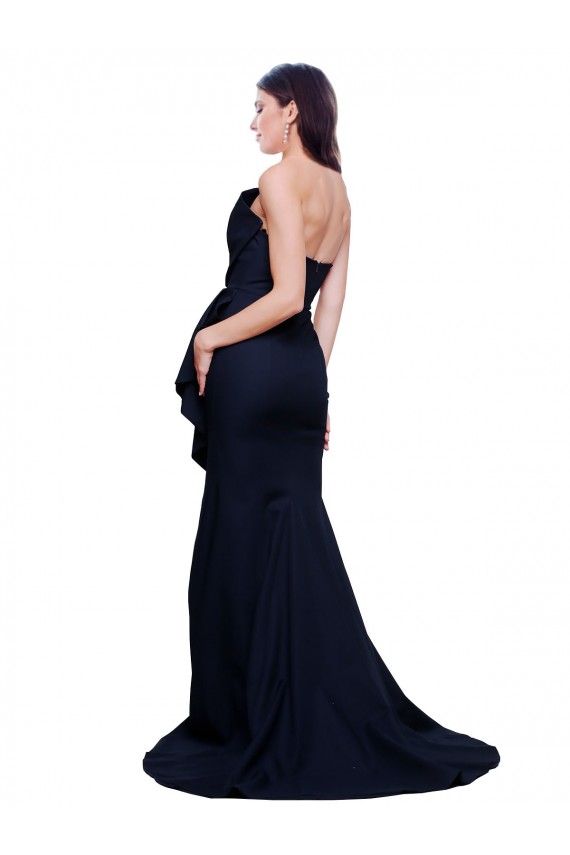Comboio Varredela Marinha Negra Sem Mangas Bainha Lombar Vestidos de Madrinha / Vestidos de Festa Por Atacado