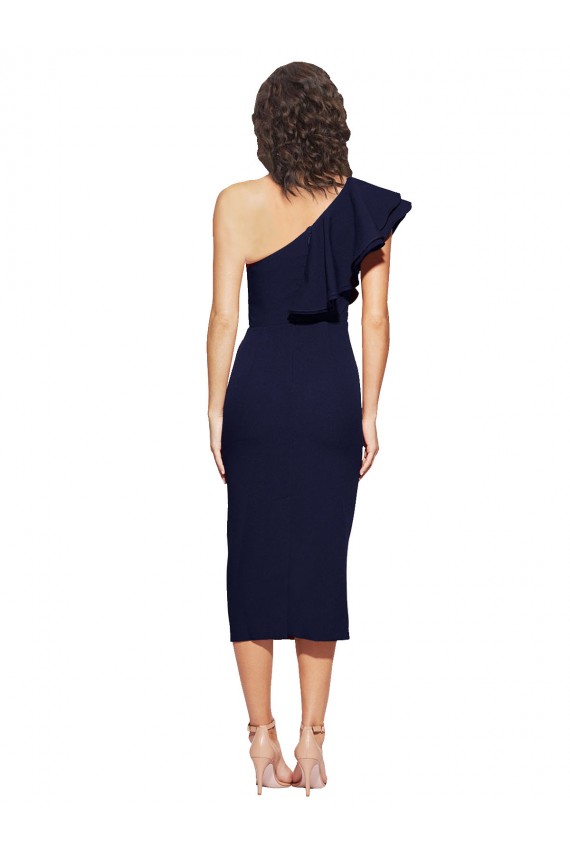 Comprimento Midi Marinha Negra Sem Mangas Bainha Vestidos de Madrinha / Vestidos de Noite / Vestidos de Festa Por Atacado