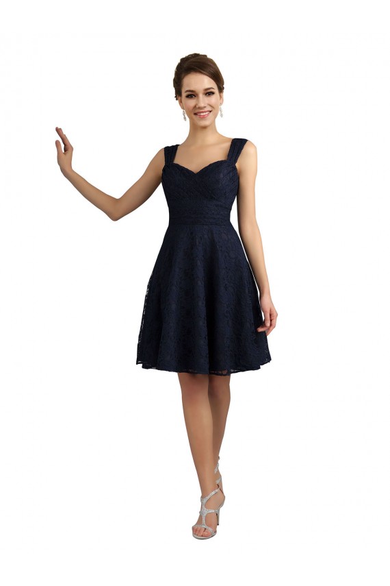 Comprimento Joelho Marinha Negra Sem Mangas Linha A Vestidos de Madrinha / Vestidos de Cocktail Por Atacado