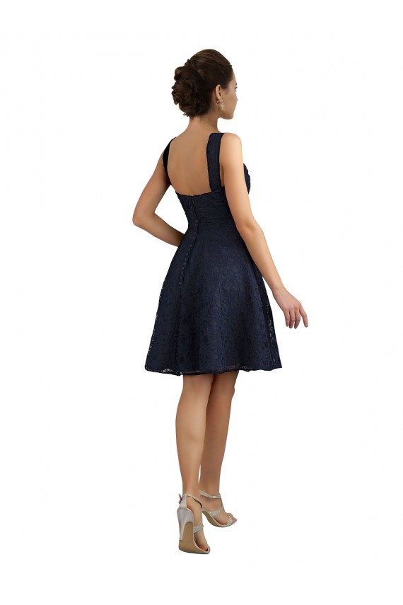 Comprimento Joelho Marinha Negra Sem Mangas Linha A Vestidos de Madrinha / Vestidos de Cocktail Por Atacado