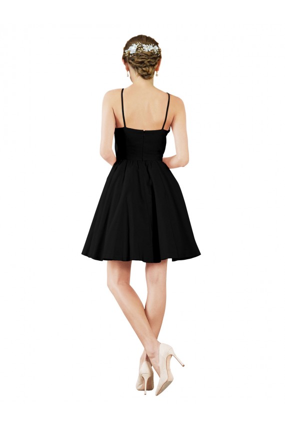 Comprimento Joelho Marinha Negra Sem Mangas Linha A Abrir de volta Cabeçada Vestidos de Madrinha / Vestidos de Cocktail / Vestidos de Homecoming Por Atacado