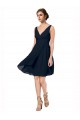 Comprimento Joelho Marinha Negra Sem Mangas Linha A Decote V Vestidos de Madrinha / Vestidos de Cocktail / Vestidos de Homecoming Por Atacado