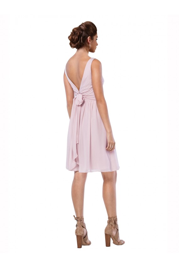 Comprimento Joelho Marinha Negra Sem Mangas Linha A Decote V Vestidos de Madrinha / Vestidos de Cocktail / Vestidos de Homecoming Por Atacado