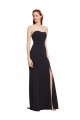 Comprimento Chão Marinha Negra Sem Mangas Linha A Lombar Crepe Esticado Longo Vestidos de Madrinha / Vestidos de Noite / Vestidos de Festa Por Atacado