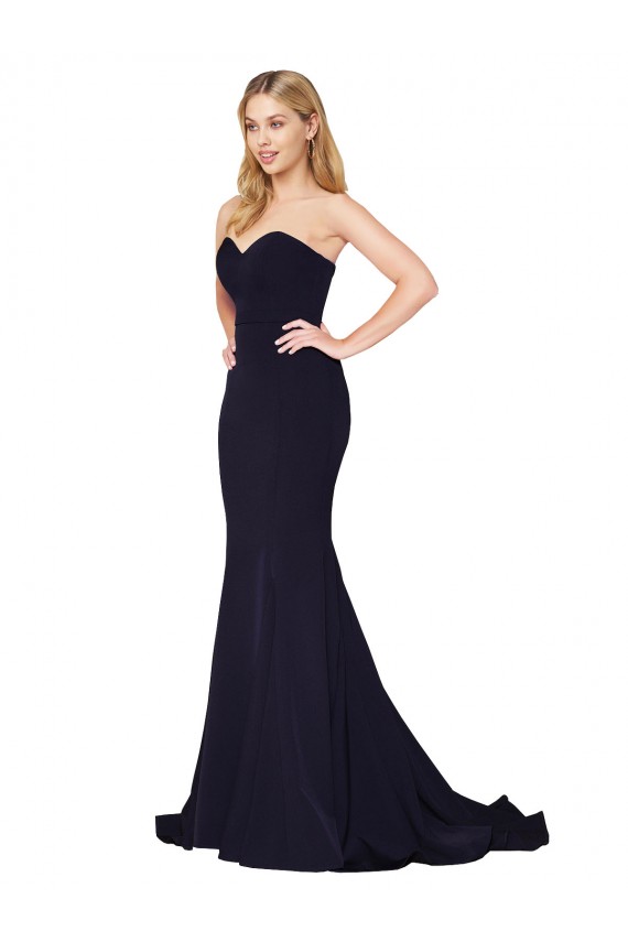 Comboio Varredela Marinha Negra Sem Mangas Sereia Vestidos de Madrinha / Vestidos de Noite / Vestidos de Festa Por Atacado