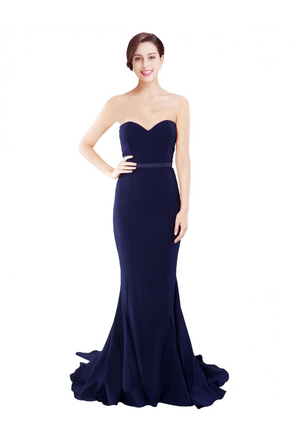 Comboio Varredela Marinha Negra Sem Mangas Sereia Lombar Vestidos de Madrinha / Vestidos de Festa Por Atacado