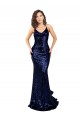 Comprimento Chão Marinha Negra Sem Mangas Sereia Criss Cruz Vestidos de Madrinha / Vestidos de Noite / Vestidos de Festa Por Atacado