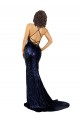 Comprimento Chão Marinha Negra Sem Mangas Sereia Criss Cruz Vestidos de Madrinha / Vestidos de Noite / Vestidos de Festa Por Atacado