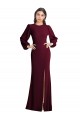 Comprimento Chão Ouro Borgonha Mangas Bufantes Trombeta Abrir de volta Vestidos de Madrinha / Vestidos de Noite / Vestidos de Festa Por Atacado