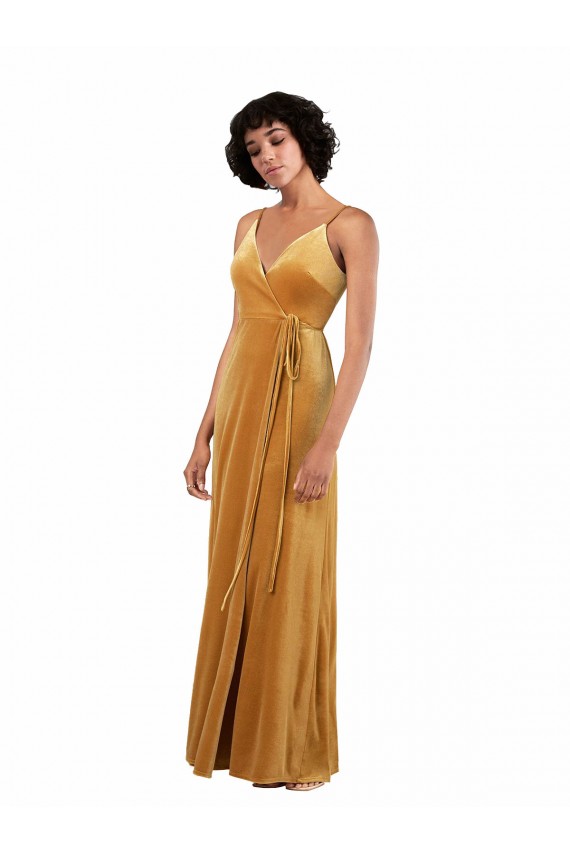 Comprimento Chão Ouro Sem Mangas Coluna Costas em V Vestidos de Madrinha / Vestidos de Noite / Vestidos de Festa Por Atacado