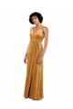 Comprimento Chão Ouro Sem Mangas Coluna Costas em V Vestidos de Madrinha / Vestidos de Noite / Vestidos de Festa Por Atacado