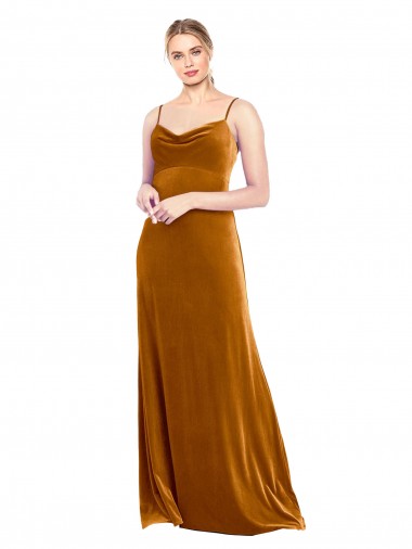 Comprimento Chão Ouro Sem Mangas Linha A Vestidos de Madrinha / Vestidos de Festa Por Atacado
