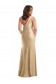 Comprimento Chão Ouro Suave Sem Mangas Sereia Vestidos de Madrinha / Vestidos de Noite / Vestidos de Festa Por Atacado