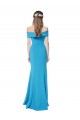 Comprimento Chão Pavão Azul Sem Mangas Bainha Fora do Ombro Vestidos de Madrinha / Vestidos de Noite / Vestidos de Festa Por Atacado