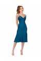 Comprimento Midi Pavão Azul Sem Mangas Linha A Lombar Vestidos de Madrinha / Vestidos de Festa / Vestidos de Cocktail / Vestidos de Homecoming Por Atacado