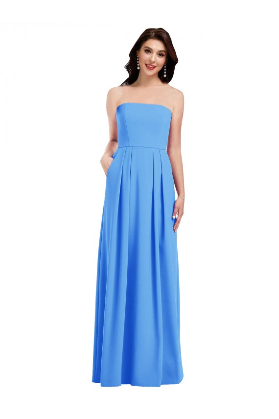 Comprimento Chão Pavão Azul Sem Mangas Trombeta Lombar Vestidos de Madrinha / Vestidos de Festa Por Atacado