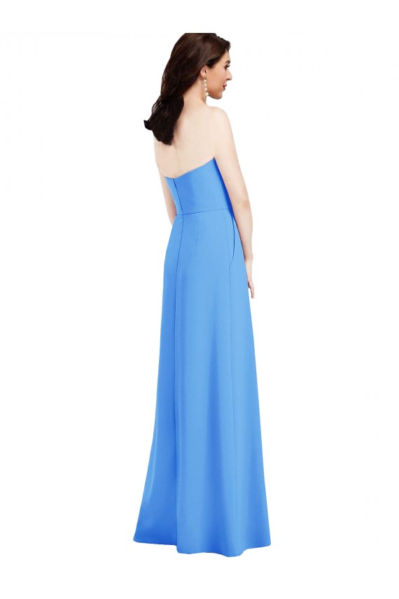 Comprimento Chão Pavão Azul Sem Mangas Trombeta Lombar Vestidos de Madrinha / Vestidos de Festa Por Atacado