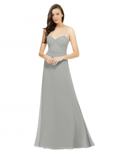 Comprimento Chão Prata Sem Mangas Linha A Vestido de Madrinha / Vestido de Baile Por Atacado