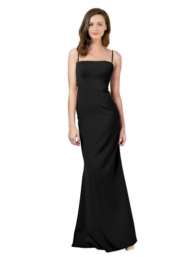 Comprimento Chão Preto Sem Mangas Bainha Lombar Alças finas Vestidos de Madrinha / Vestidos de Noite / Vestidos de Festa Por Atacado