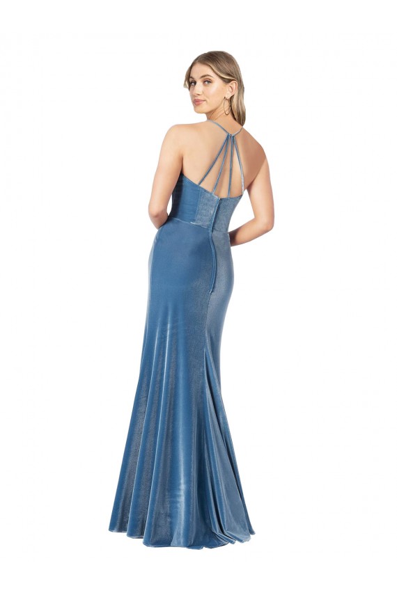 Comprimento Chão Preto Sem Mangas Bainha Criss Cruz Alças finas Vestidos de Madrinha / Vestidos de Noite / Vestidos de Festa Por Atacado