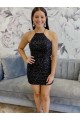 Curto Preto Sem Mangas Bainha Cabeçada Vestidos de Festa Por Atacado