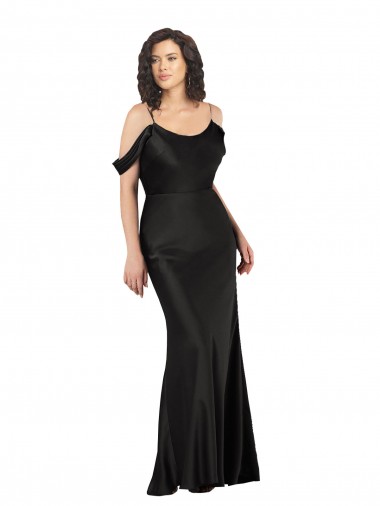 Comprimento Chão Preto Sem Mangas Linha A Lombar Fora do Ombro Vestidos de Madrinha / Vestidos de Noite / Vestidos de Festa Por Atacado