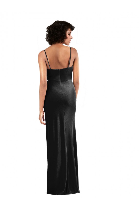 Comprimento Chão Preto Sem Mangas Coluna Lombar Vestidos de Madrinha / Vestidos de Noite / Vestidos de Festa Por Atacado