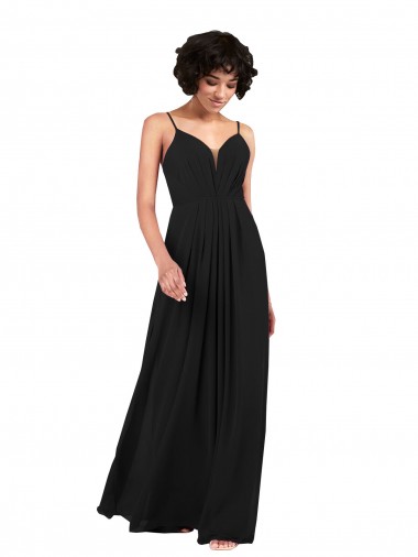 Comprimento Chão Preto Sem Mangas Coluna Criss Cruz Vestidos de Madrinha / Vestidos de Noite Por Atacado